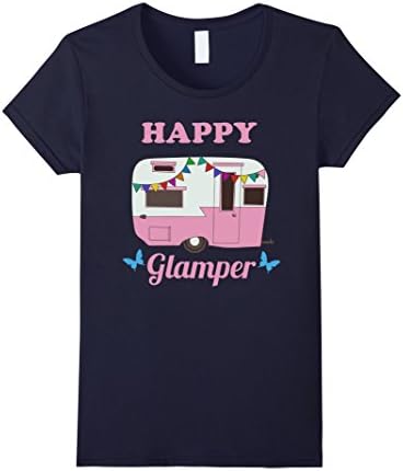 Womens Happy Glamper - Glamping, Camping T-Shirt XL Navy
