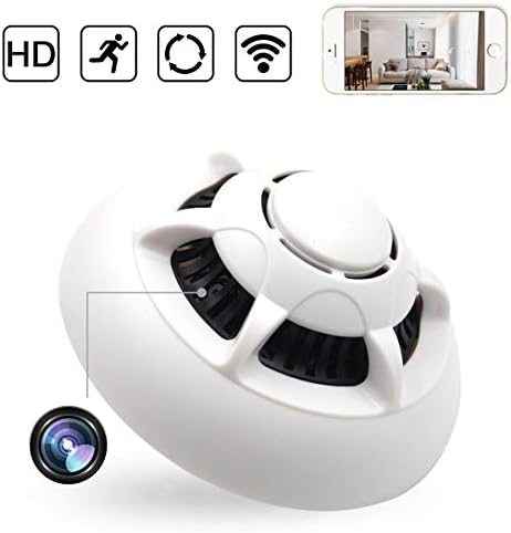 XSJQ Smoke Detector Cam,1080P WiFi Hidden Baby Monitor Motion Detection Wireless IP Indoor Baby Pet Monitor Remote Free App View Nanny Spy Cam Home Security Camera, Card Storage to 32GB (White)