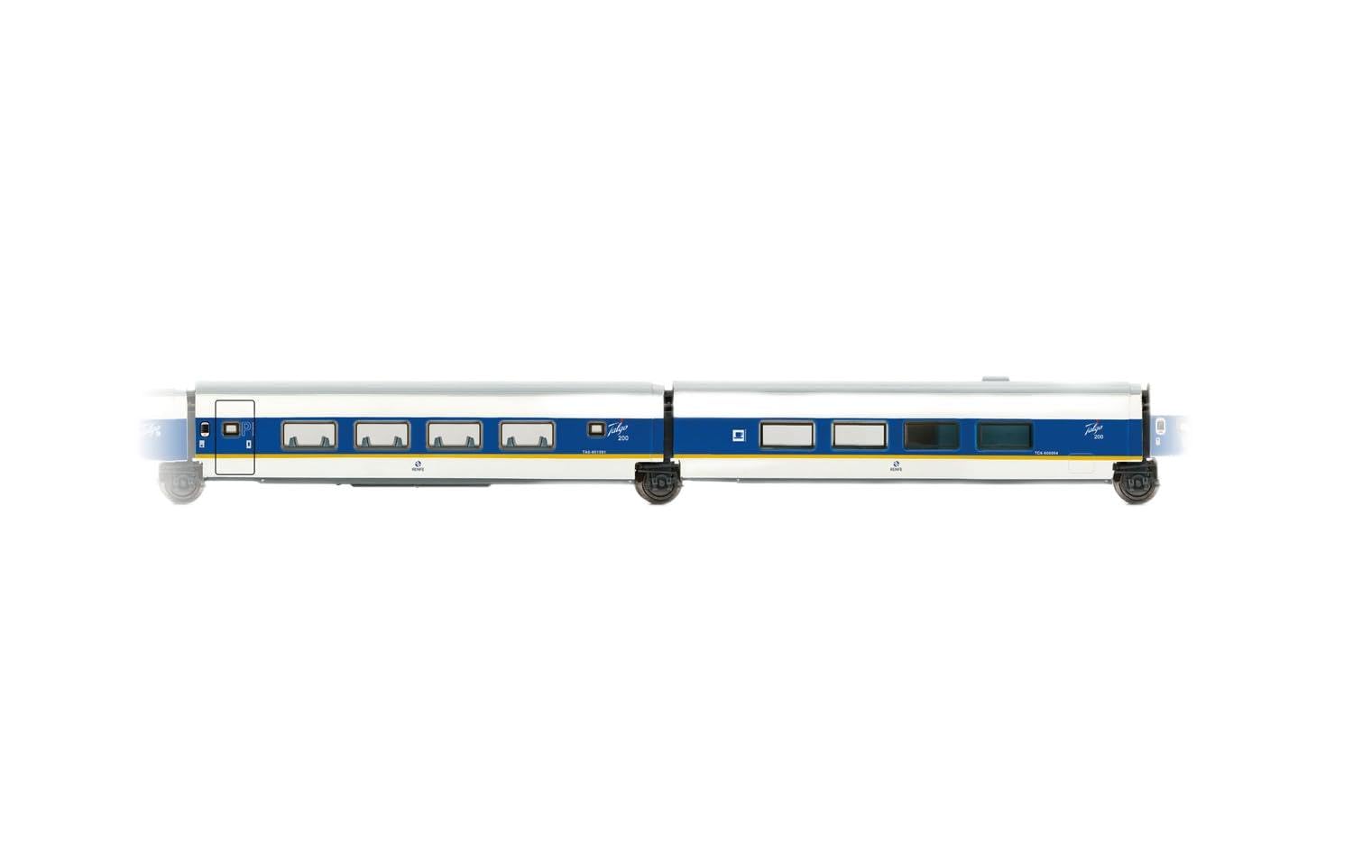 Arnold HN4464 RENFE, 2-unit pack Talgo 200, 1st class + bar coach, white and blue livery with yellow stripe, ep. V 1:160 Scale N gauge