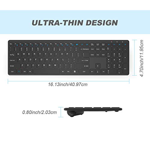 Wireless Keyboard, WisFox 2.4G Ultra Slim Portable Computer Keyboard, Full Size Keyboard with Number Pad, Silent… - Image 2