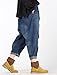 Mordenmiss Women's New Casual Wide Leg Pants Side Pockets Denim Haren Pants Large Style 1-Blue