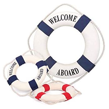 Szsrcywd Decor Life Ring, 3 PCS Welcome Aboard Life Ring Mixed Size Mediterranean Style Nautical Life Ring for Home Decoration (Red and Blue)