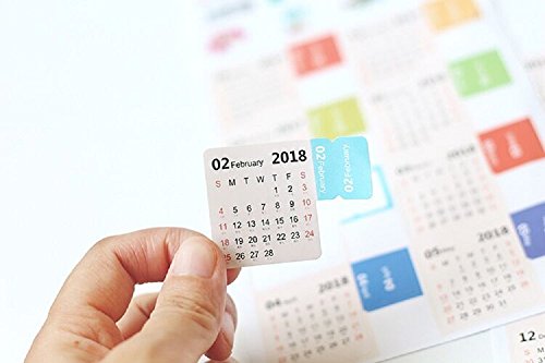 D-worthy 4 Sets 2018 Calendars Stickers, Self Adhesive Monthly Index Dividers Tabs for Planner Agenda Notebook Diary/ Bullet Journal /Agenda - Thumbnail 4