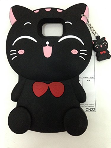 Cute 3D Cartoon Lovely Animal Design Soft Silicone Back Case Cover for Samsung (Galaxy Note 5 Fortune Cat Black)