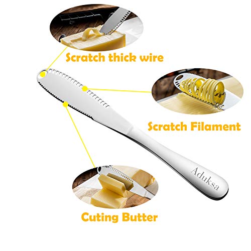 2PC Aduksa Stainless Steel Butter Spreader Knife,3 in 1 Kitchen Gadgets