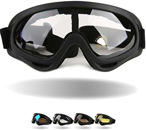Outdoor Windproof Motorcycle Riding Glasses Ski Goggles Military Glass (Black Frame Transparent Lens)