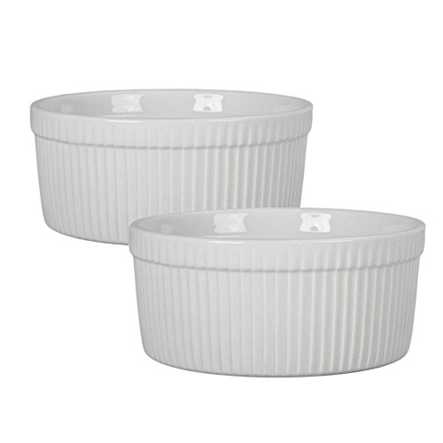 BIA Classic White Porcelain 1.5 Quart Souffle Baking Dish, Set of 2