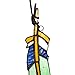 Bieye W10038 7-inch Colored Feathers Tiffany Style Stained Glass Window Hangings Suncatcher with Chain and Suction Cup Hook, Set of 2