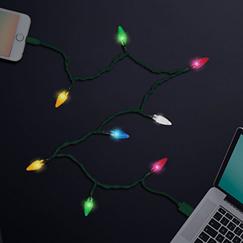 DCI Multicolor Christmas LED Lights, Glow in the Dark, USB and Charging Cable, 46 inch, Compatible with iPhone 5, 6, 7 Cell Phones & Accessories, Accessories