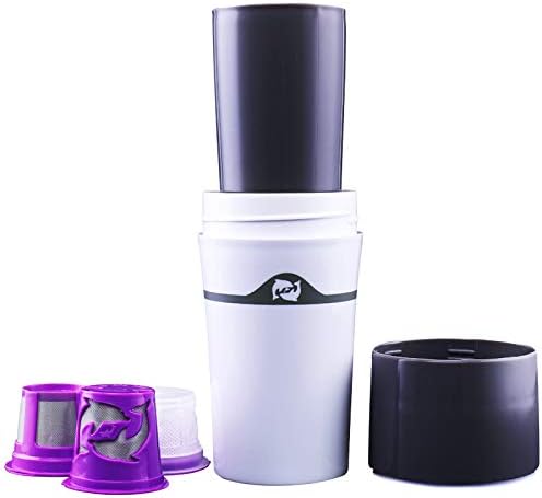 Cold Brew Coffee Maker, Uong Portable Leak-Proof Cold Brew Dripper Coffee Mugs Travel Coffee Cup with 3 Replacement Coffee Filter and Capsules for Travel Camping Office (450ml / White)