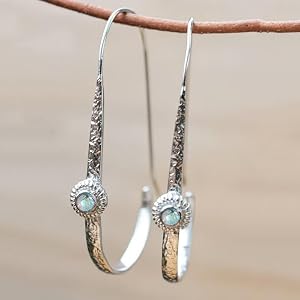 Vintage Inlay Synthetic Moonstone Hammered Texture Oval Shape Drop Earrings for Women Banquet Party Earrings Jewelry Gifts
