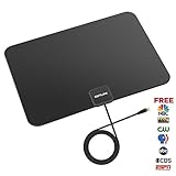 Getlink HDTV Antenna Indoor - 35 Miles Range with 10 Feet High Performance Coaxial Cable (Black)