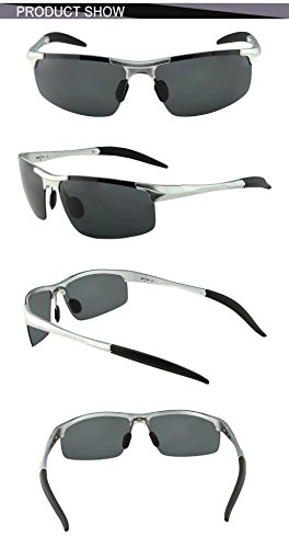 Duco Men's Sports Style Polarized Sunglasses Driver Glasses 8177S (Silver Frame Gray Lens)