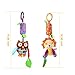 Baby Hanging Rattle Toys, 4 Pieces Newborn Car Crib Hanging Bell，Baby Soft Hanging Rattle Crinkle Squeaky Toy,Infant Animal Wind Chime with Teethers for Toddlers/Baby Girls/Baby Boys