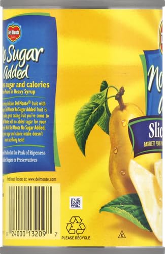 DEL MONTE CANNED BARTLETT SLICED PEARS IN WATER, ARTIFICIALLY SWEETENED, NO SUGAR ADDED, 14.5-OUNCE