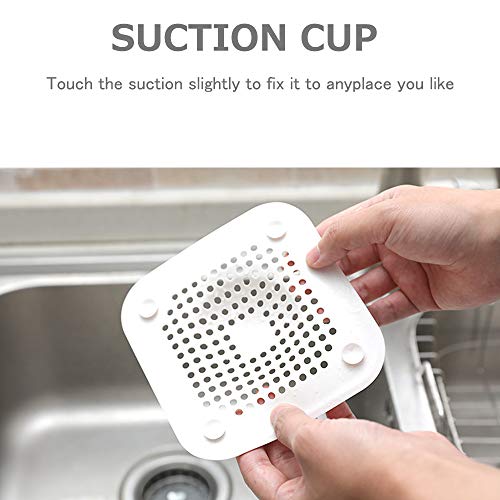 Square Shower Drain Covers, NOTSEK Silicone Tube Drain Hair Catcher Stopper with Sucker for Bathroom Kitchen, Rubber Bathtub Sink Strainer Plug Filter Trap Home Drain Protectors (BIG 14.514.5CM)