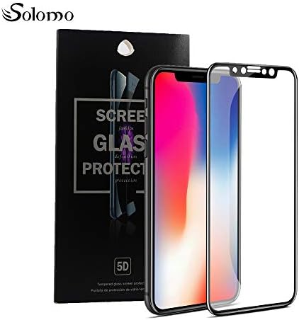 Solomo for iPhone Xr Screen Protector, [0.33mm 5D][Full Coverage][HD Clear][9H Hardness][Scratch-Resistant] Premium Tempered Glass Screen Protector Easy Install for iPhone Xr 6.1'' (Black)
