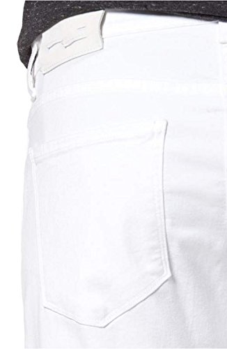 damler men's slim fit knee cut distressed slit ripped white jeans 662