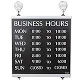 Century Series Business Hours Sign, Heavy-Duty Plastic, 13 x 14, Black, Sold as 1 Each