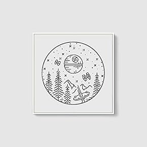 Framed Canvas Home Artwork Decoration Night Canvas Wall Art for Living Room, Bedroom - 16x16 inches