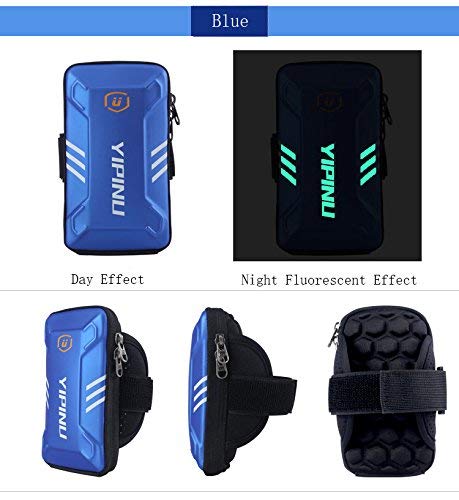 sports armband Waterproof Sports Cell Phone Arm Bag, Cool and Casual Night Running Armband for Workout in Gym, Running, Cycling,Hiking,Horse Riding,Jogging,and Nordic Skiing (blue, Large)