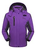 Ubon Women's Waterproof Windproof Moutain Ski Jacket Fleece (Purple,US M)