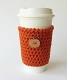 Reusable Cup Sleeve with Pumpkin Button Fall Gift