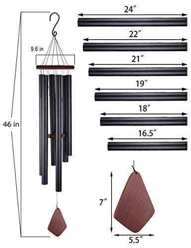 Afirst Outdoor Wind Chimes 46 inches with 6 Tuned Tubes Silver Amazing Grace Wind Chime Outdoor Deep Tone Metal Chimes Garden Patio Home Decoration Gift for Family and Friends.