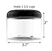 Cornucopia 12 Ounce Clear Plastic Jars w/Black Plastic Lids (6 pack); BPA Free PET Stackable Canisters for Bathroom & Kitchen Storage