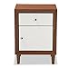 Baxton Studio Studios Nightstand, Medium, White and Walnut