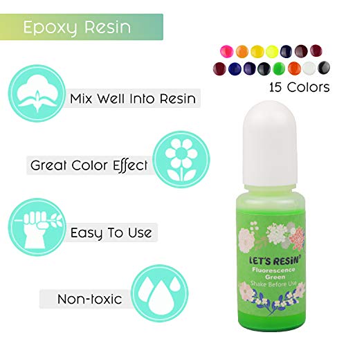 LET'S RESIN 15 Colors Epoxy Pigment, Translucent Liquid Resin Colorant