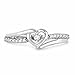 Sterling Silver Round Diamond Heart Promise Ring (1/10 cttw)