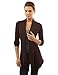 PattyBoutik Women Ribbed Cascading Open Cardigan (Dark Brown Large)
