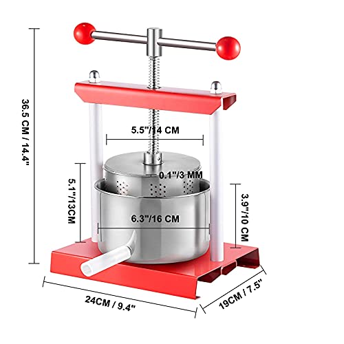 VEVOR Fruit Wine Press, 0.53Gal/2L Grape Press for Wine Making, Wine