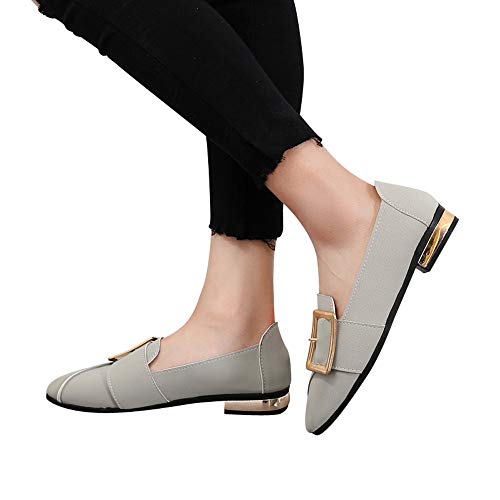 Sunyastor Womens Summer Shoes,Office Pointed Toe Shallow Wide Shoes Slip on Casual Boat Walking Shoes Party Dress Shoes Gray