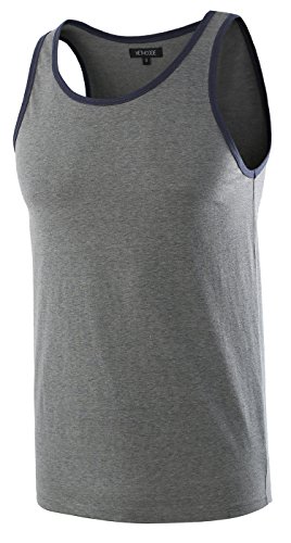 HETHCODE MEN’S CLASSIC BASIC ATHLETIC ACTIVE SPORTS GYM RUNNING JERSEY TANK TOP CASUAL T SHIRTS SLATE GREEN/NAVY XXL