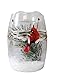 BANBERRY DESIGNS Cardinal Gifts - LED Decorative Candle Holder with Hand Painted Cardinal on Branches - Color Changing Lights - Glittery White Snow & Red Jewel Accents