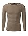 Doublju Mens Long Sleeve Basic Cotton Crew Neck T-shirts