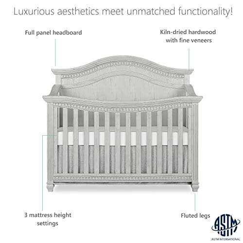 Evolur Madison 5In1 Curved Top Convertible Crib In Antique Grey Mist