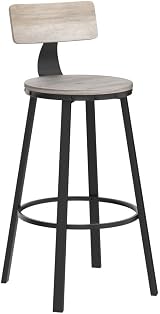 VASAGLE Bar Stools Set of 2 with Backrest 73 cm Tall Greige Black LBC026B02 view 4