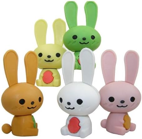 Kawaii Rabbit Erasers 5 Pcs, New 2012