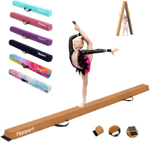 FBSPORT Gymnastik Schwebebalken, 180 cm Faltbar, Beflockung, für Kinder