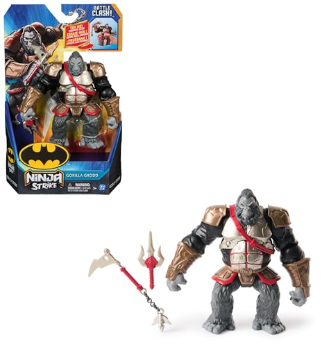 DC Comics, Batman Battle Clash 15cm Ninja Strike Gorilla Grodd Action Figure with 2 Ninja Accessories, Super Hero Kids Toys for Boys and Girls Ages 3 and Up