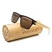 WISH CLUB Wood Square Handmade Sunglasses UV 400 Lenses Classical Style for Women and Men Adults Wooden Bamboo Vintage Light Retro Glasses (Brown)