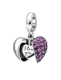 Colgante de plata de ley 925, diseño de corazón con texto en inglés "I Love You"