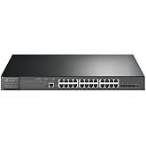 Omada SG3428XMP, 24 Port Gigabit Smart Managed L2+ PoE Switch | 24 PoE+ Port @384W, 4 * 10GE SFP+ Slots, Support Omada SDN, IPv6 and Static Routing