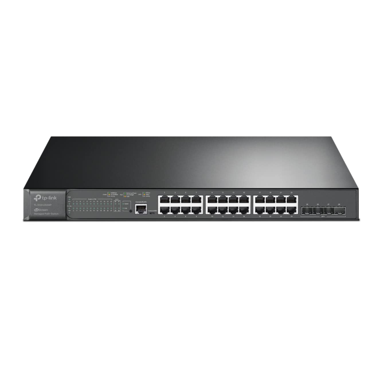 TP-Link SG3428XMP 24 Port Gigabit PoE Network Switch, 24x Gigabit PoE+ Ports, 384W Budget, 4-Port 10GE SFP+ L2+ Managed Network Switch,Centralized Cloud Management, Omada Ethernet Splitter, Metal Case