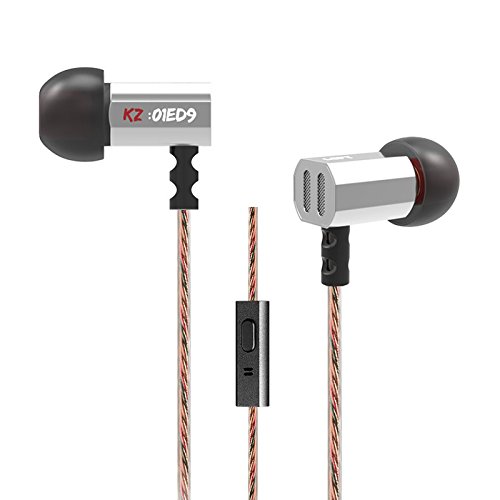 Kz ed9 hifi stereo earbuds heavy bass in ear earphone (silver wit…