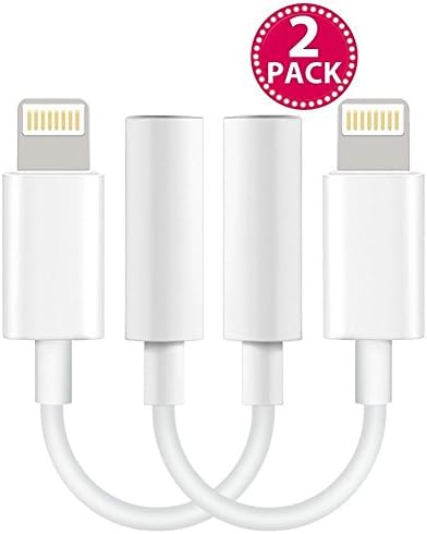 iPhone 7 / 7 Plus Adapter ,(2 pack) Lampari lightning to 3.5mm headphone jack aux adapter for iPhone 7 / 7 Plus -(Upgrade) White