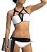 Dreamy Girl White and Black Cutout Design Two Piece Bikini Set Swimsuit for Women